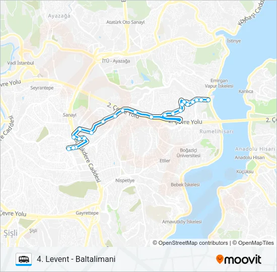BALTALIMANI - 4. LEVENT Dolmus & Minibus Line Map