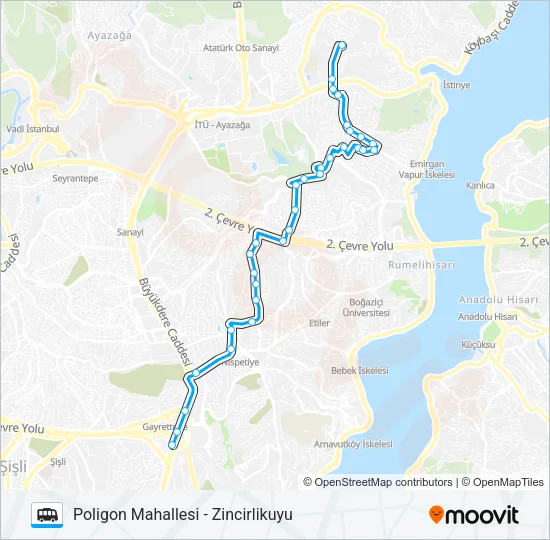ZINCIRLIKUYU - POLIGON MAHALLESI Dolmus & Minibus Line Map