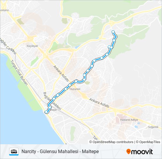 MALTEPE - GÜLENSU MAHALLESI - NARCITY Dolmus & Minibus Line Map