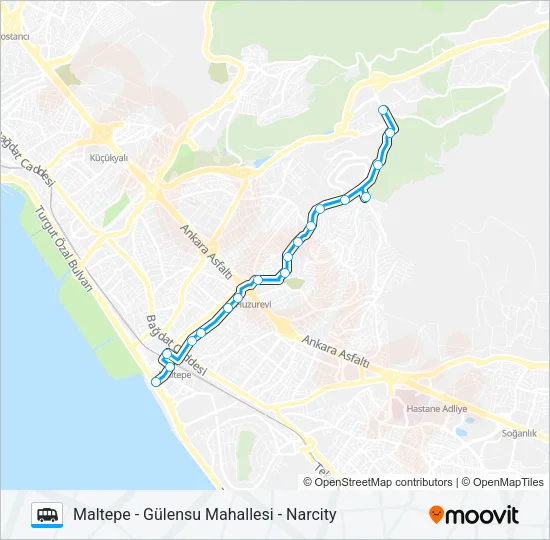 MALTEPE - GÜLENSU MAHALLESI - NARCITY Dolmus & Minibus Line Map