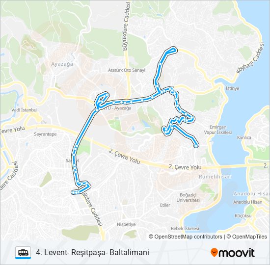 BALTALIMANI - REŞITPAŞA- 4. LEVENT Dolmus & Minibus Line Map