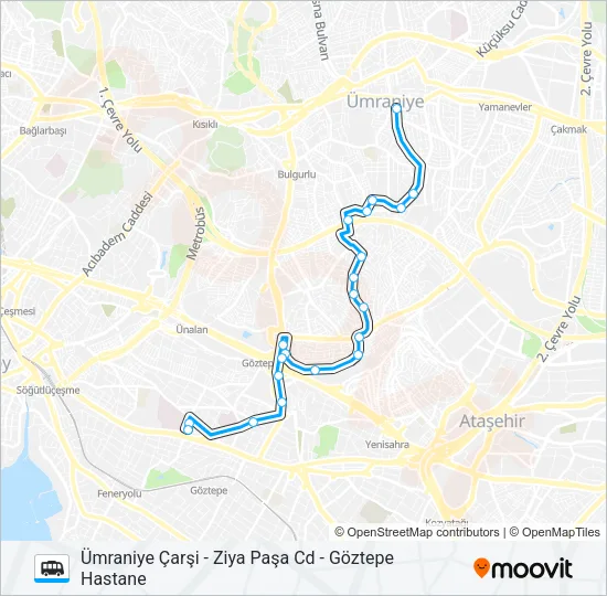 ÜMRANIYE ÇARŞI - ZIYA PAŞA CD - GÖZTEPE HASTANE Dolmus & Minibus Line Map