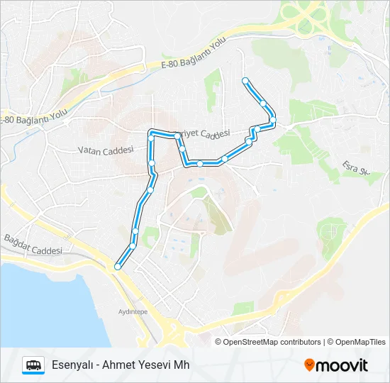 AHMET YESEVI MH - ESENYALI Dolmus & Minibus Line Map