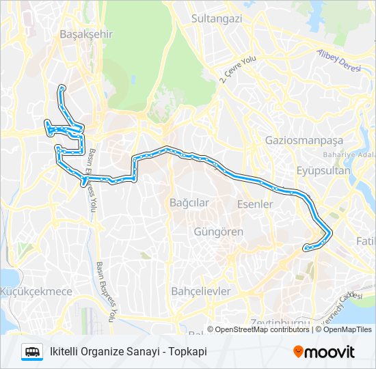 TOPKAPI - IKITELLI ORGANIZE SANAYI dolmus & minibus Line Map