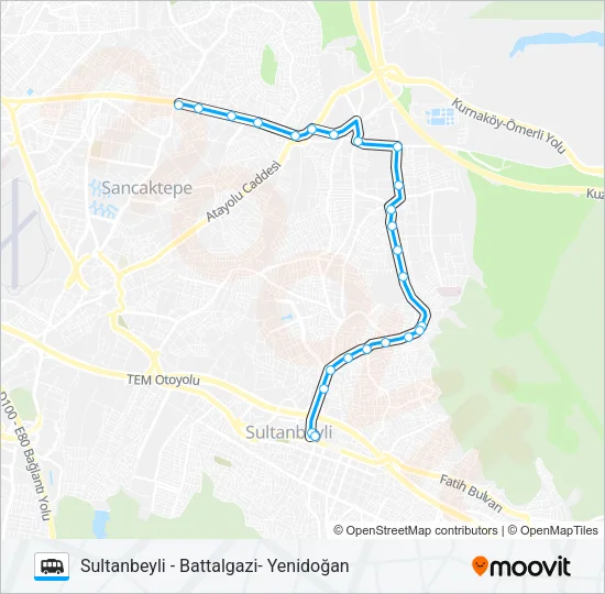 SULTANBEYLI - BATTALGAZI- YENIDOĞAN Dolmus & Minibus Line Map