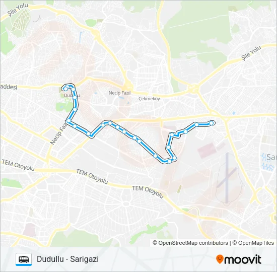 DUDULLU - SARIGAZI Dolmus & Minibus Line Map