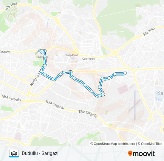 DUDULLU - SARIGAZI Dolmus & Minibus Line Map