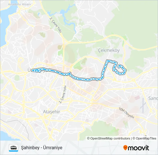 ÜMRANIYE - ŞAHINBEY Dolmus & Minibus Line Map