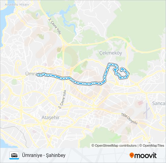 ÜMRANIYE - ŞAHINBEY minibüs / dolmuş Hattı Haritası