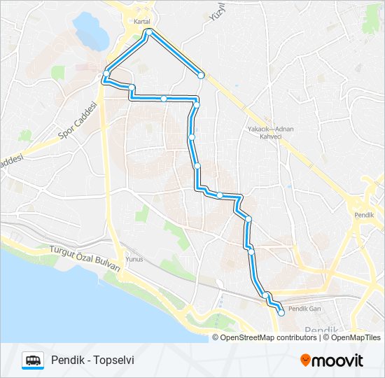 PENDIK - TOPSELVI minibüs / dolmuş Hattı Haritası