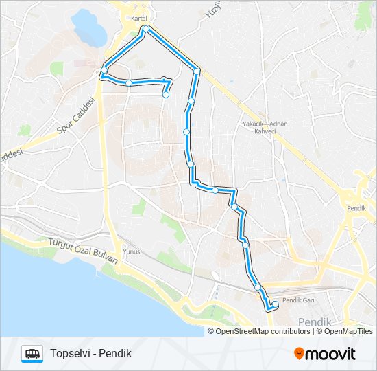 PENDIK - TOPSELVI Dolmus & Minibus Line Map