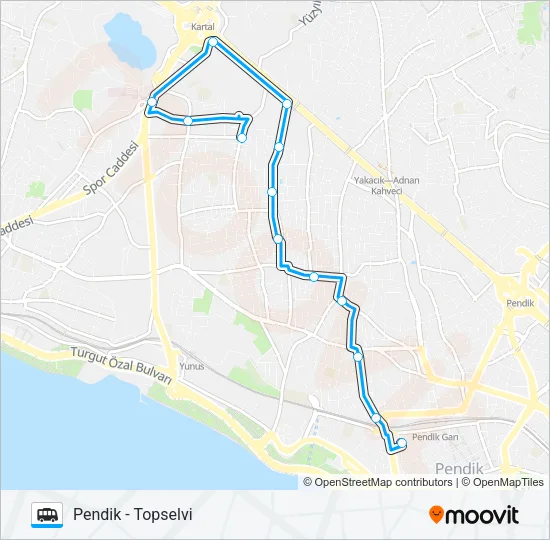 PENDIK - TOPSELVI Dolmus & Minibus Line Map