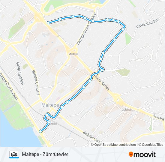MALTEPE - ZÜMRÜTEVLER minibüs / dolmuş Hattı Haritası