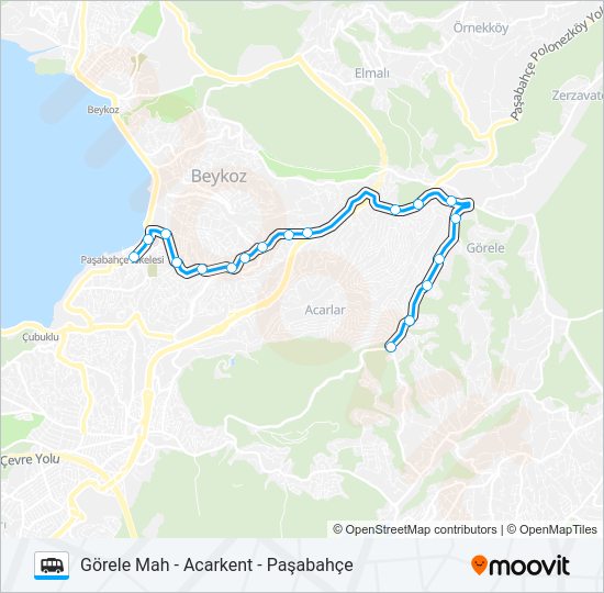 PAŞABAHÇE - ACARKENT - GÖRELE MAH minibüs / dolmuş Hattı Haritası