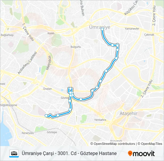 ÜMRANIYE ÇARŞI - 3001. CD - GÖZTEPE HASTANE Dolmus & Minibus Line Map