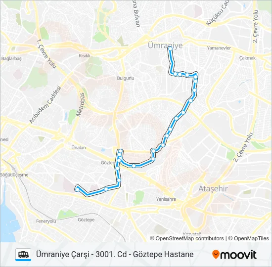 ÜMRANIYE ÇARŞI - 3001. CD - GÖZTEPE HASTANE Dolmus & Minibus Line Map