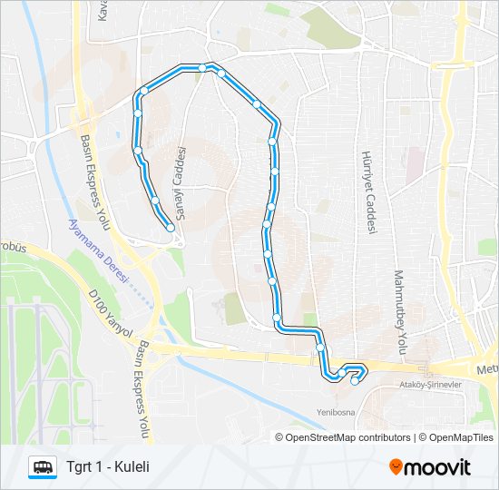 KULELI - TGRT 1 Dolmus & Minibus Line Map