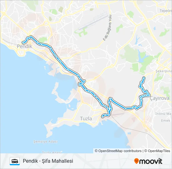 PENDIK - ŞIFA MAHALLESI Dolmus & Minibus Line Map