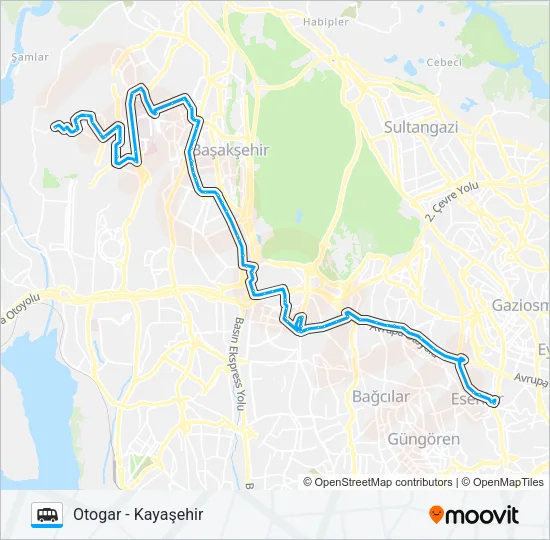 KAYAŞEHIR - OTOGAR Dolmus & Minibus Line Map
