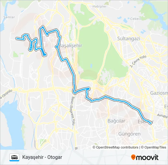 KAYAŞEHIR - OTOGAR Dolmus & Minibus Line Map