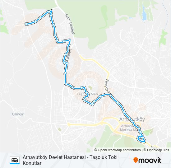 TAŞOLUK TOKI KONUTLARI - ARNAVUTKÖY DEVLET HASTANESI dolmus & minibus Line Map