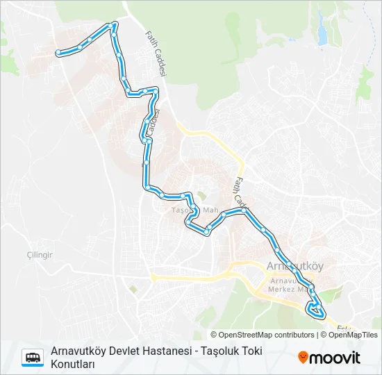 TAŞOLUK TOKI KONUTLARI - ARNAVUTKÖY DEVLET HASTANESI Dolmus & Minibus Line Map