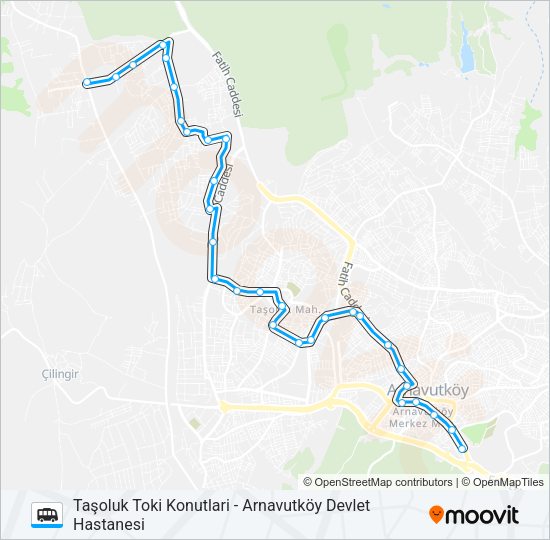 TAŞOLUK TOKI KONUTLARI - ARNAVUTKÖY DEVLET HASTANESI minibüs / dolmuş Hattı Haritası