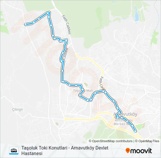 TAŞOLUK TOKI KONUTLARI - ARNAVUTKÖY DEVLET HASTANESI Dolmus & Minibus Line Map