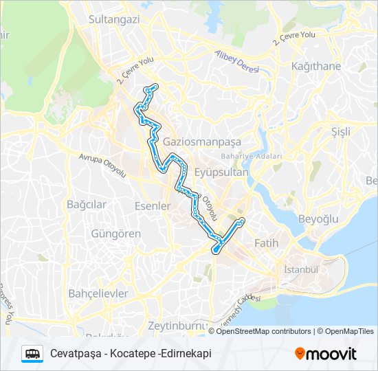 CEVATPAŞA - KOCATEPE -EDIRNEKAPI minibüs / dolmuş Hattı Haritası