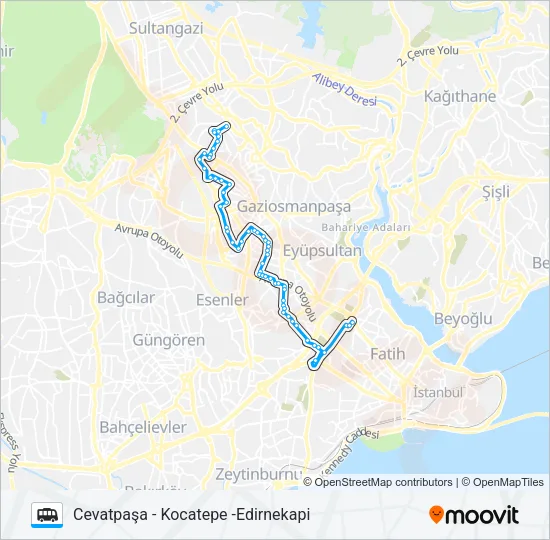 CEVATPAŞA - KOCATEPE -EDIRNEKAPI Dolmus & Minibus Line Map