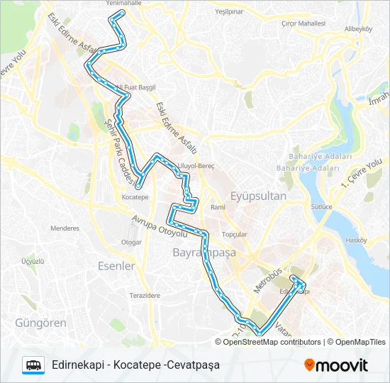 CEVATPAŞA - KOCATEPE -EDIRNEKAPI Dolmus & Minibus Line Map