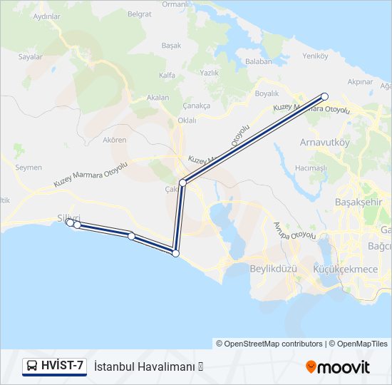 HVİST-7 otobüs Hattı Haritası