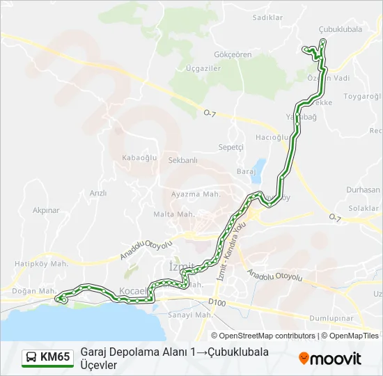 KM65 Bus Line Map