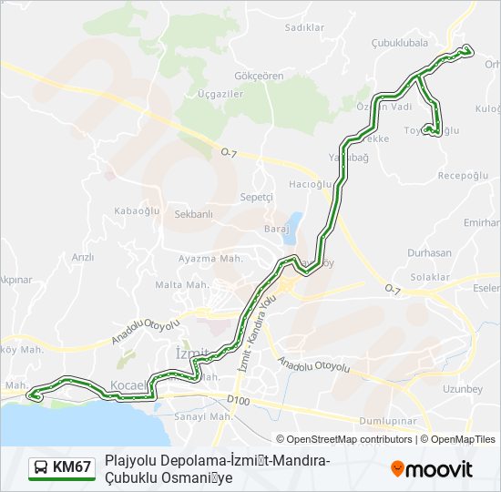 KM67 bus Line Map