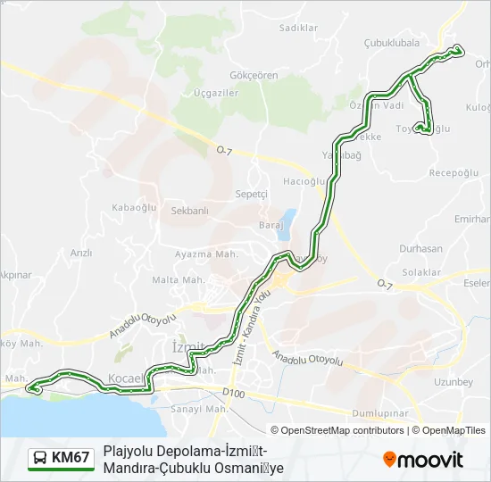 KM67 Bus Line Map