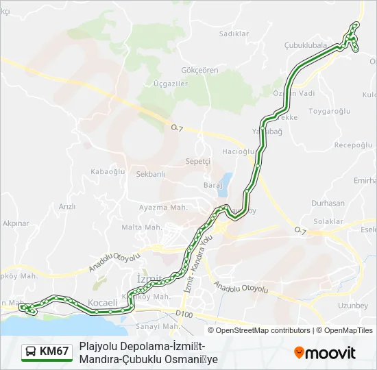 KM67 Bus Line Map