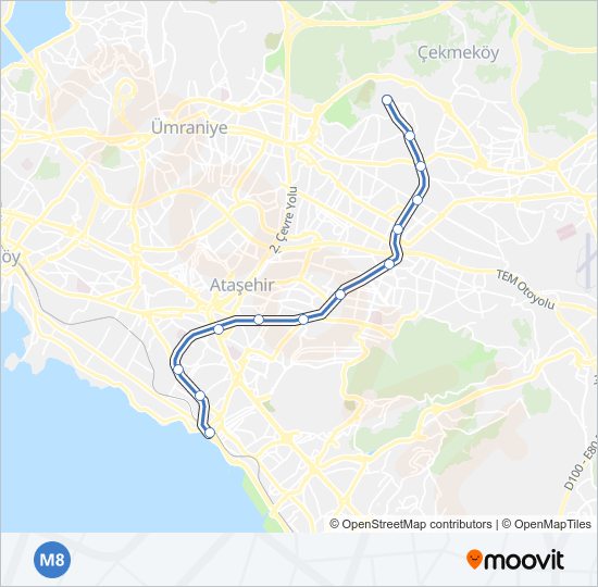 M8 metro Hattı Haritası