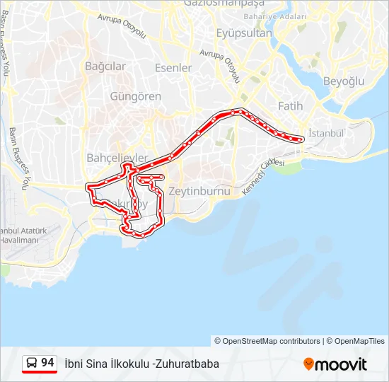 94 Bus Line Map