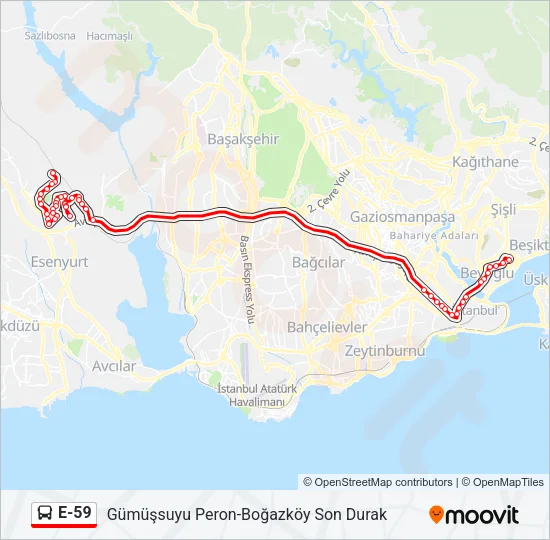 E-59 Bus Line Map