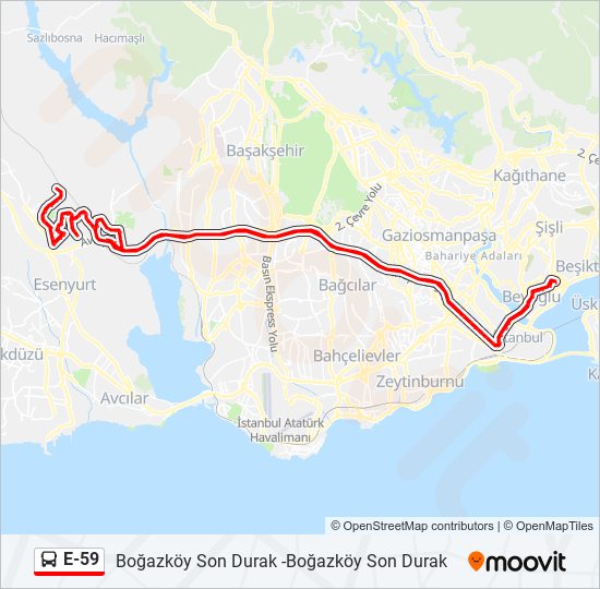 E-59 bus Line Map