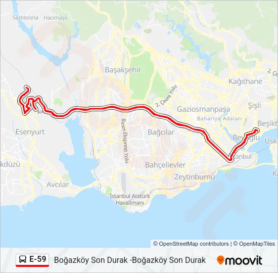 E-59 Bus Line Map