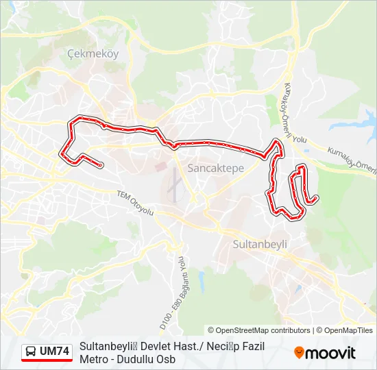 UM74 Bus Line Map