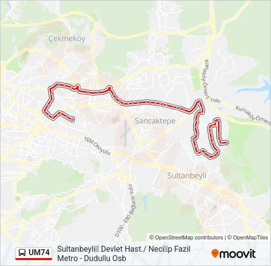 UM74 Bus Line Map