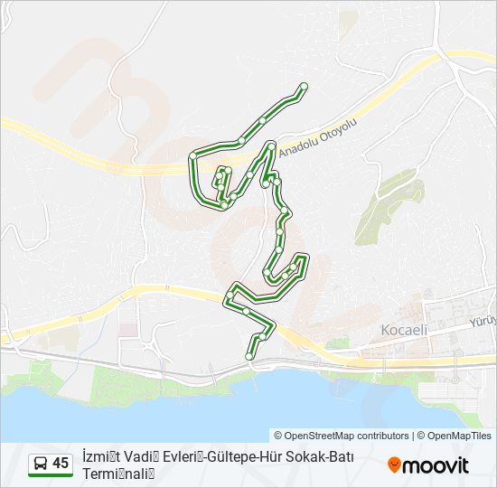 45 bus Line Map