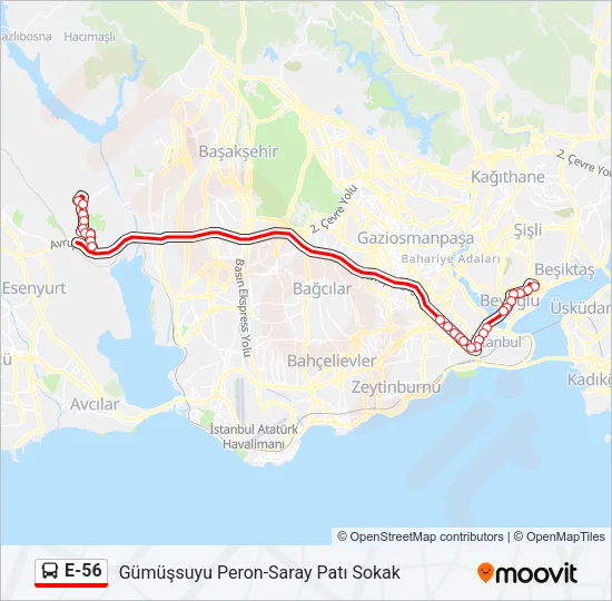 E-56 Bus Line Map