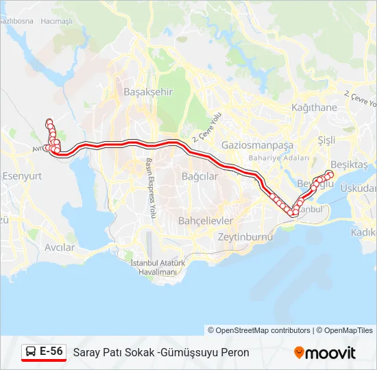 E-56 Bus Line Map