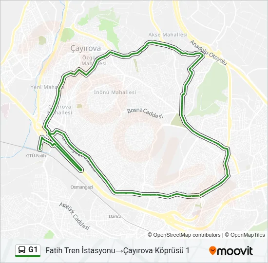 G1 Bus Line Map
