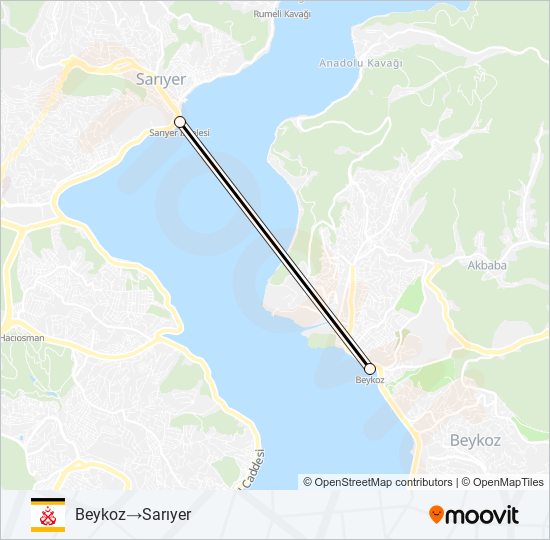 Beykoz - Sarıyer ferry Line Map
