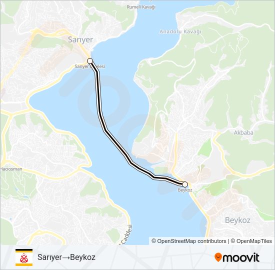 BEYKOZ - SARIYER Ferry Line Map