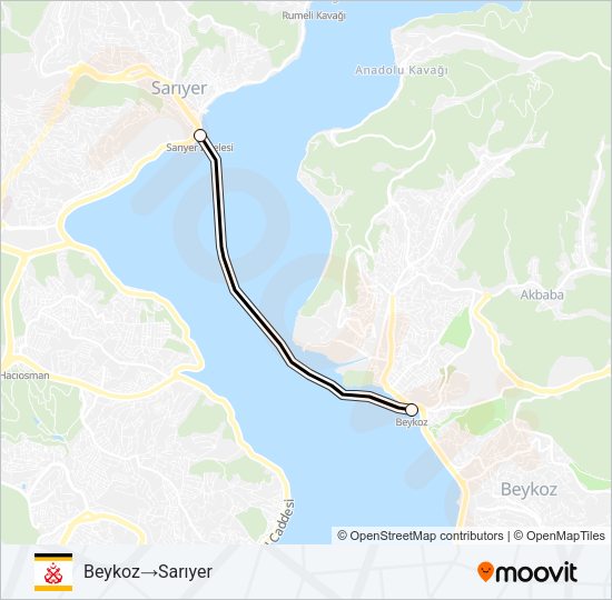 BEYKOZ - SARIYER Ferry Line Map
